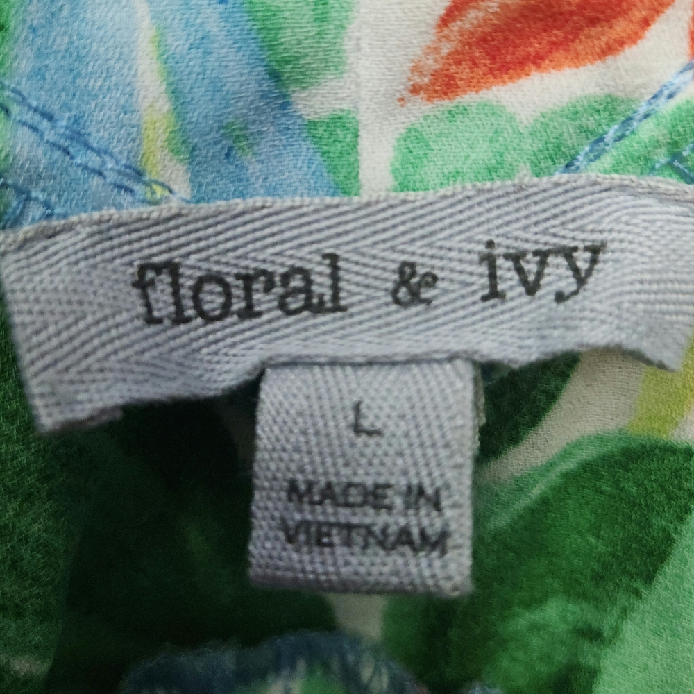 Tropical Floral Ruffle V-Neck Blouse - Picture 5 of 7